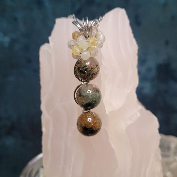 Garden Quartz Crystal Pendant | Handmade Wire Wrapped In Stainless Steel | Gift - Picture 4 of 4